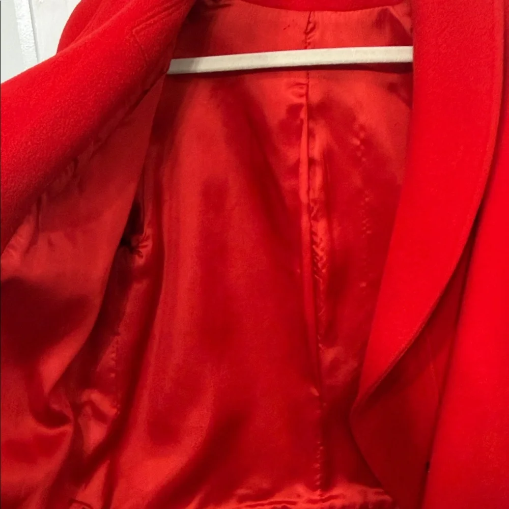 Vintage Harvé Benard Red Wool Shawl Collar Coat | 80s 90s Classic - Picture 5 of 11